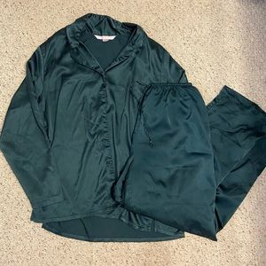 Victoria’s Secret Green Satin Long Pajama Set